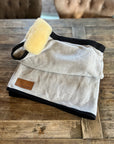 Sweat rug 100% organic cotton (old logo, including lambskin trim)