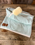 Sweat rug 100% organic cotton (old logo, including lambskin trim)