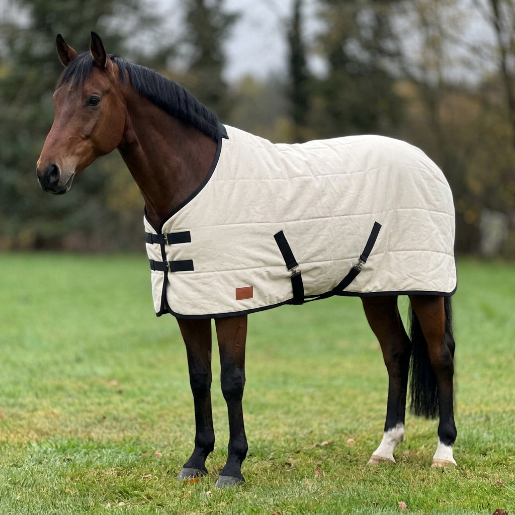 Stalldecke 100% Baumwolle mit Wollfüllung — KI-generierte Beispieldarstellung